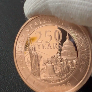 1 AVDP Oz U.S. 250th Anniversary .999 Fine Copper Round Coin GSM USA 1 Oz Copper Coin COPPERMAN