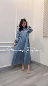 Ghaudens - Long Dress Aliyaah Silky 6767-3/4 - Midi Maxi Busui Bumil Jumbo