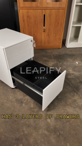 SETH | 3-tier Mobile Steel Pedestal by Leapify Steel - Mobile Steel Cabinet in Matte White