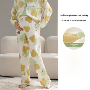 MiiOW | Quần ngủ cotton mỏng mùa hè cho phụ nữ mang thai Quần dài thường ngày thoáng khí thấm mồ hôi mặc ở nhà có thể mặc ngoài trời