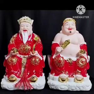 [ Cao 20 cm ] THẦN TÀI  THỔ ĐỊA  MÀU ĐỎ - BỘT ĐÁ CAO CẤP - HÀNG NHẬP KHẨU