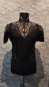 KEMEJA BATIK PRIA MEWAH SLIM FIT KATUN LENGAN PENDEK CS 120