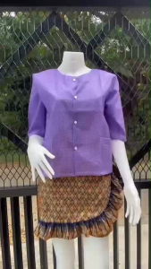 เสื้อคนแก่หญิง แขน 3 ส่วน กระดุมหน้า สีสวย ใส่สบาย พร้อมส่ง (T03)