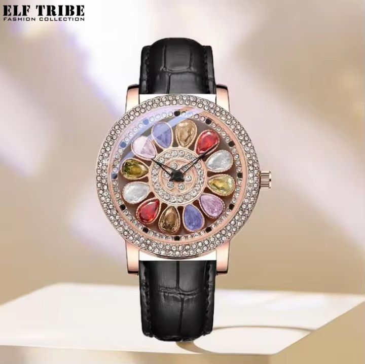 Female Quartz Colorful Diamond Watches Luxury Starry Women's