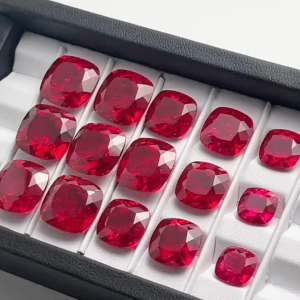 Cushion Shape Lab Grown Ruby Natural Cut Stone Red Color Synthetic Corundum Loose Stone With Visible Inclusions Jewelry Charms Accessories for DIY