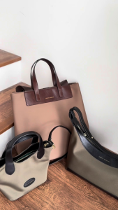 Charles Berkeley CELESTINE Genuine Leather A4 Tote Bag Dual Handle Straps Fits Up To 14" Laptop Business Bag Protective Rivet Feet (WF-24073)