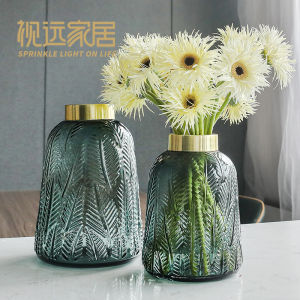 Bình Hoa Vân Lá Cây Cao Cấp Bắc Âu Đồ Trang Trí Bàn Ăn Cổ Điển Kiểu Mỹ HOT Trên Mạng Hơi Xa Xỉ Thủy Tinh Trang Trí Thấp Cắm Hoa Phòng Khách