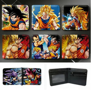 Bandai | Anime Dragon Ball Cartoon anime character portable coin purse printing Two Fold Leather Wallet large capacity Card Bag boy gift