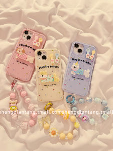 Candy Color Three-Dimensional Puppy Tableware for Apple 15promax Phone Case New Arrival Iphone15 Cute 14 Creative Cartoon 13 Japanese and Korean Women 14promax Soft Silicone Protective Cover Chain