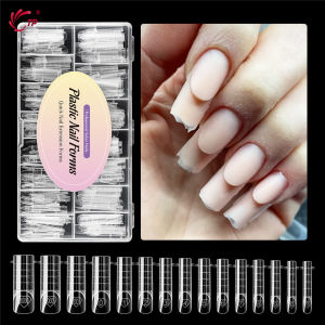 TP 150PCS French Space Dual Nail Forms Clear Reusable Acrylic Poly Nail Gel Mold Full Cover Extension Top Form Nail Art Salon
