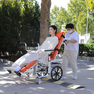 Portable Small Wheelchair Bed for Elderly with Disability Aluminum Alloy Liftable Care Nursing Transfer Machine Home Furniture