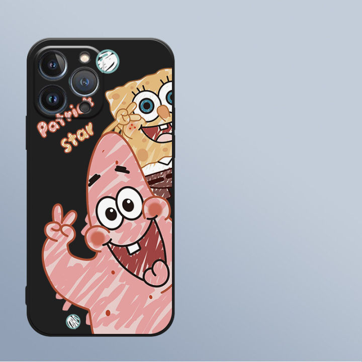 Cartoon Graffiti SpongeBob SquarePants Patrick Star Straight Edge Mobile Phone Cases Cover Casing Cashback Finds For VIVO V23E / V23 / V20 Pro / V15 / V15 Pro / V17 / V19 / V20 / V20 SE / V21 / S1 / S1 Pro Fun Cute Personality Shock Protection