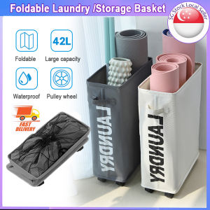 🇸🇬【SG stock】Laundry Basket with Universal Wheels 600D Oxford Super Durable Laundry Basket with Universal Wheels Household Storage Basket Yoga Mat Storage Toys Storage Basket
