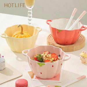 Korean Style Ceramic 1400ML Salad Bowl with Handle Soup Bowl