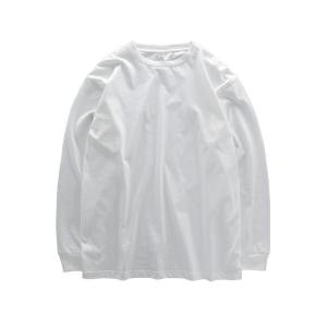 Japanese Style Heavyweight Long Sleeve Mens T-Shirt Pure Cotton Loose Fit round Neck Sweatshirt Solid Color White Base Shirt