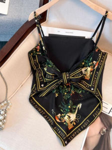 chaqi | Beautiful Back Binding Strap Bib Style Crop Top
