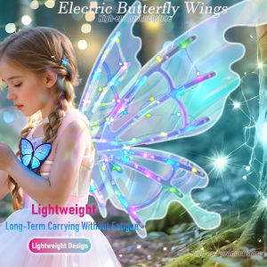 Girls Electrical Butterfly Wings With Music Lights Glowing Shiny Dress Up Moving Fairy Wings
