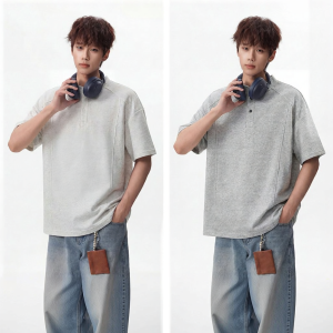 izzue | Henley Neck Broad Shoulder T-shirt