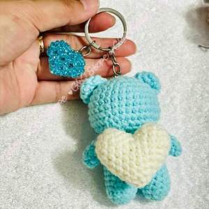 Móc Khoá Handmade Len Hình Gấu Bông Lovely Running Cõng Anh Mã Chạy Móc Khóa Móc Chìa Khoá - Lovely Running