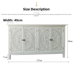 French Style Carved Woodside Cabinet Living Room Hallway Storage Cabinet American Entranceway Cabinet Luxury Rectangular Wooden