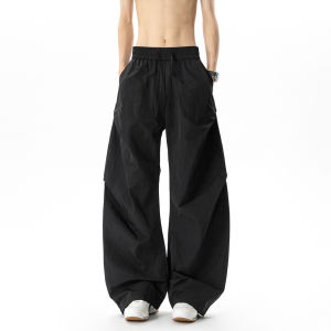 OULUDE | Quick-Dry Sporty Parachute Pants for Men Lightweight Loose Wide Leg Casual Trousers
