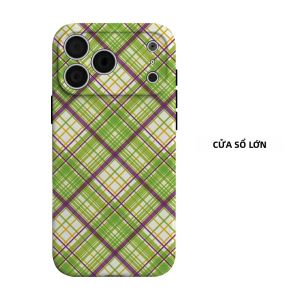 Ốp Điện Thoại iPhone Kẻ Caro Xanh Tím Kim Cương Hai Lớp Chống Sốc Chống Xước Chất Liệu PC Mềm + TPU Tương Thích Với Nhiều Mẫu Máy