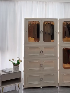 Kids Adult Multipurpose Moveable Folding Stackable Wardrobe Double Open Doors Wardrobe Almari Baju Clothes Organizer