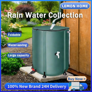 200L Outdoor Rainwater Collector Water Storage Tank Foldable Rain Barrel System Large Capacity Water Dispenser with Tap Water Storage Bucket Water Container for Garden Vegetable Garden Lawn Watering