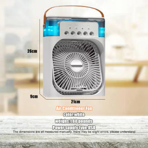 Portable Air Conditioning Fan Desktop Mini Air Conditioning Fan Humidifying Evaporative Spray Large Air Volume Low Energy Consumption Adjustable Wind Speed Ambient Light 600ml Water Tank USB Interface Scheduled Shutdown Suitable for Room Office