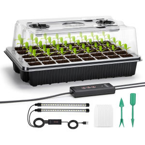 1 Set Seed Starter Trays With 2 Long Strip Grow Lights 40 Cells Seed Starter Kit With Humidity Dome Seedling Starter Trays Fo