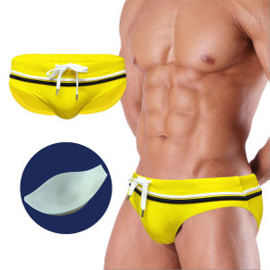 Quần Bơi Nam Cạp Thấp Gợi Cảm Quần Short Đi Biển Sọc Phối Màu Chất Liệu Polyester Pha Elastane Đồ Bơi Mùa Hè