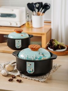 Japanese Style Ceramic Stew Pot High Temperature Resistant Soup Pot for Gas And Induction Cooker Home Use Kitchen Cooking Utensil