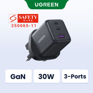 UGREEN 30W/20W GaN Fast Wall Charger 2 USB C 1 USB A Port Charger with QC Portable for iPad Pro iPhone 17 16 Pro Max iPhone 17 16 Plus Samsung S26 Ultra S25 Switch 2