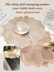 Waterproof Oil-proof Anti-scald Table Cloth Plastic PVC Lotus Heat-resistant Washable Table Mat Restaurant Table Mat Kitchen Table cloth