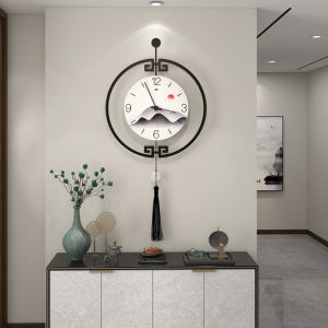 Minimalist Chinese Series Guest-Greeting Pine Wall Clock Hot Sale Home Living Room Simple and Fashion Mute Creative Vintage Clock Art Decorations 45x77cm