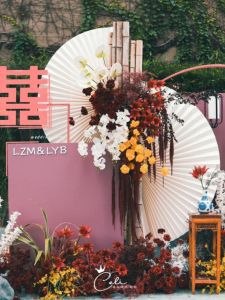 Engagement Background Decoration Decoration Oversized Paper Fan Wedding Folding Fan New Chinese Style Wedding Thickened Craft Paper Red Origami