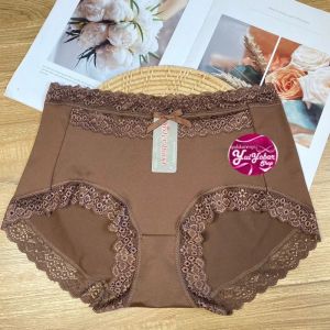 1407*  ไซต์ใหญ่ กางเกงในผ้าลื่นขอบลูกไม้แบบเต็มตัว ใสสบายสุดปัง