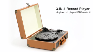 HOL  Turntable Vinyl Record Player Suitcase Gramophone Portable Bluetooth Speaker music player phonograph Aux-in RCA output