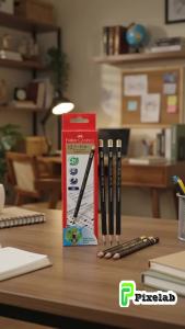 Faber-Castell Tri-Grip 2B Graphite Pencil Box of 12 Break Resistant Exam Grade Pencil Smooth Writing