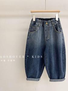 Stylish Gradient Color Letter Print Dad Jeans Baby Kids Casual Pants Korean Style Womens Fashionable Spring Autumn Childrens Wear