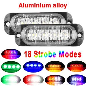 1/2Pcs 4LED Car Strobe Warning Light Flashing Breakdown Emergency Light Truck Trailer Beacon Lamp LED Side Light For Car