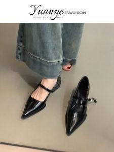 Leather Version ~ Elegant Pointed Toe Single Shoes Womens 2025 New Spring Autumn Buckle Mary Jane Mini Leather Shoes