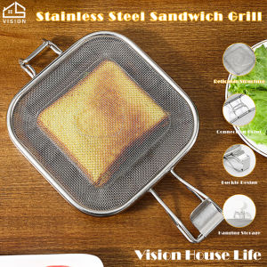 Vision Stainless Steel Sandwich Toaster Household Sandwich Grilling Mesh Bread Grilling Net for Home Baking Tools Grilled Sandwich Maker Making Breakfast Tool Barbecue Grill Mat