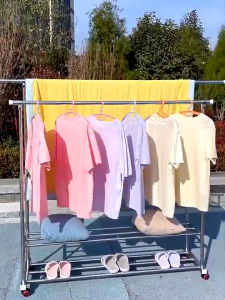 Double pole clothes drying rack Stainless Steel Rack Clothes Hanger Rack Laundry Rack Clothes Drying Rack With Wheels