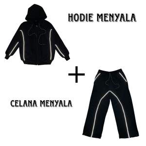 Stelan anak anak skena casual BISA MENYALA REFLEKTIF stelan hodie dan celana anak laki laki perempuan usia 4-14 THN