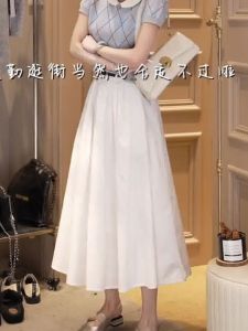 กระโปรงสั้นทรงบิงซี่เอวสูงสไตล์เกาหลีสำหรับผู้หญิง ฤดูใบไม้ผลิ 2024 ทรงเข้ารูป กระโปรงทรงเอ ทรงเข้ารูป สีพื้น