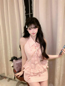 Summer Pure Desire Style Womens Short Skirt Set Sleeveless Top + Half-length Shorts Two-piece Set Sweet A-line Silhouette