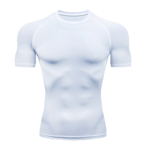 Mens Solid Color Short Sleeved T-shirt Compressed Quick Drying Breathable Training Suit Fitness Jujitsu Rashguard Top Gym Sport