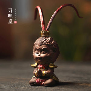 Purple Clay Ornaments Monkey King | Great Saint Wukong Sun Xiaosheng Tea Ornaments Gold Painting Zen Tea Set Creative Car Accessories