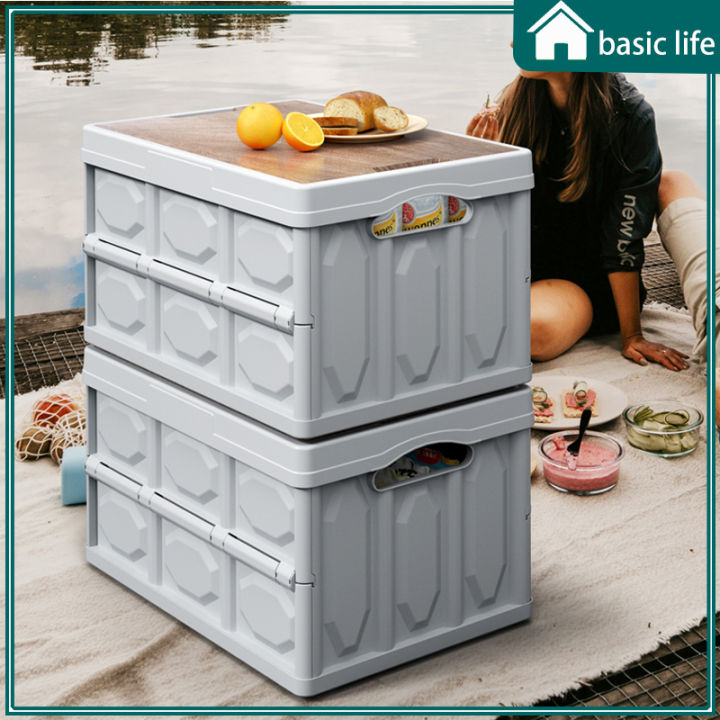 Folding Wood grain design Storage Box with Lid Outdoor Storage Box